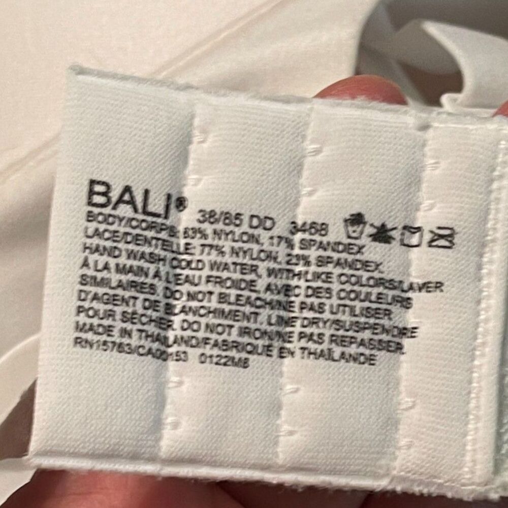 New Bali Comfort Revolution Soft Touch T-Shirt Underwire Bra 3468 White 38DD NWT - Picture 8 of 8